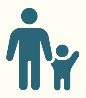 Une silhouette d'un adulte tenant la main d'un enfant